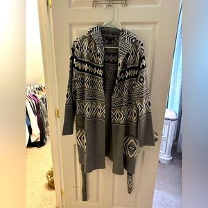 Rachel Zoe Gray & Black Drape Sweater with tie